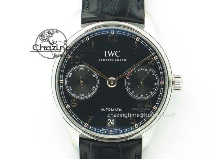 MIROTIME 0308 Portuguese Chrono SS ZF 1:1 Best Edition Gray Dial SS On Black Leather Strap A ZipUp 7215